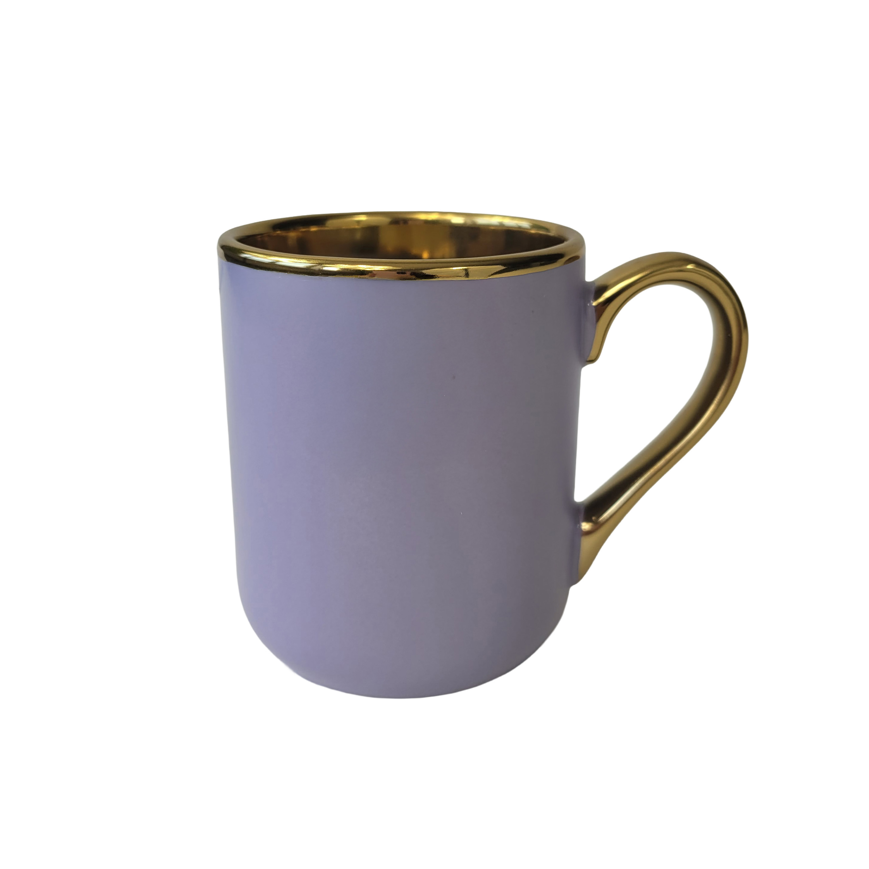 Coffee mug for sublimation with gold handle